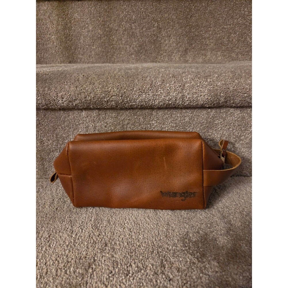 Wrangler Brown Leather Travel Toiletry Bag